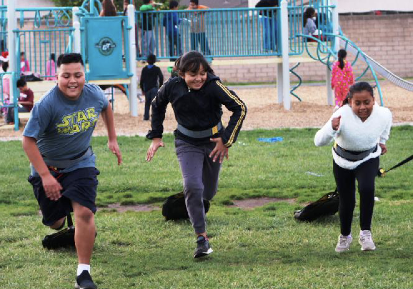 Ontiveros Elementary School students work out with SpeedSac cross training bags during the ASES after school program on Thursday in Santa Maria. (Elliott Stern/Staff)